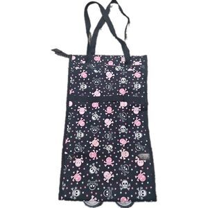 Canvas Tote Bag Wheels Foldable Compact Shopping Cart  21x12x7 Travel Skulls